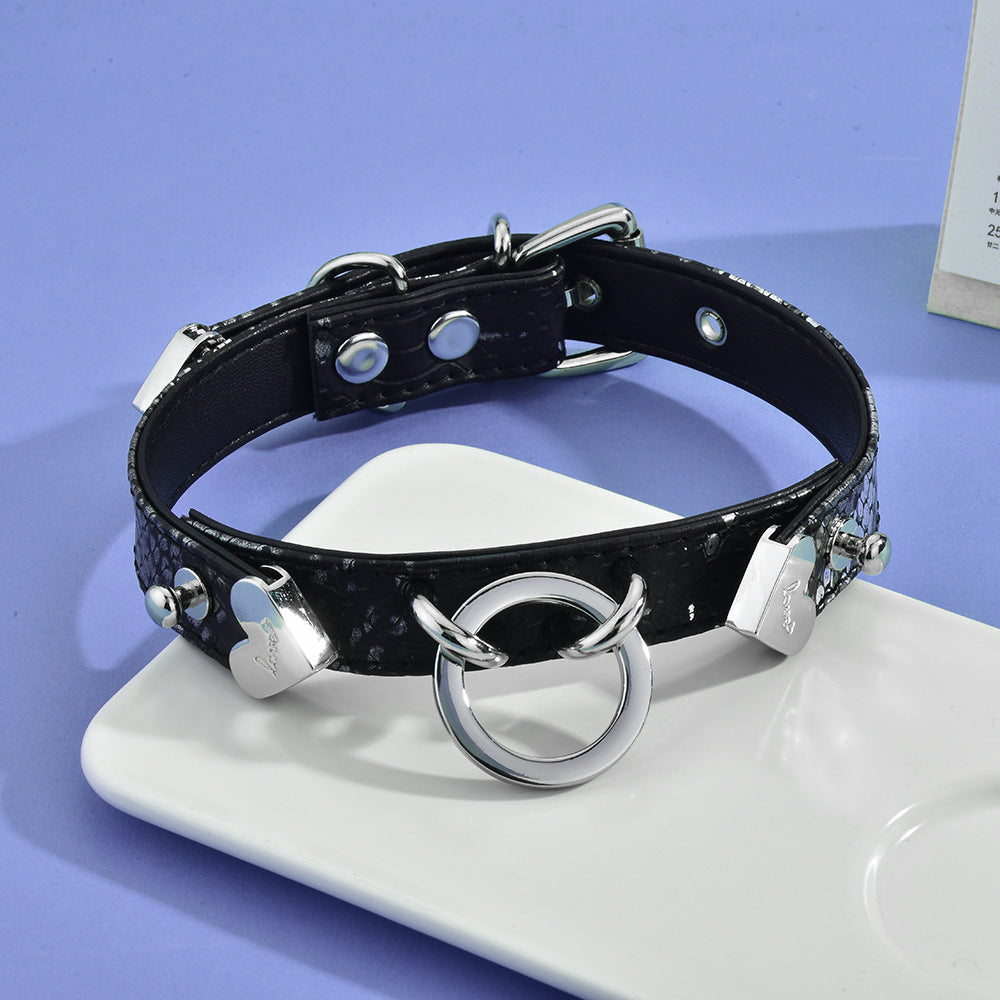 Rose game adult shop sex toys-Ring Love Snakeskin Pattern Collar
