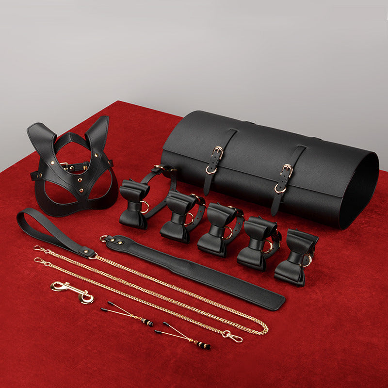 Seductive PU Leather BDSM Bondage Kit with Cuffs and Restraints