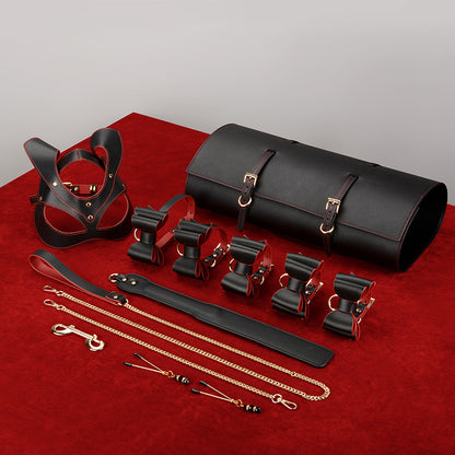 Seductive PU Leather BDSM Bondage Kit with Cuffs and Restraints
