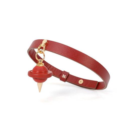 Leather BDSM Collar - Playful Gyro Design