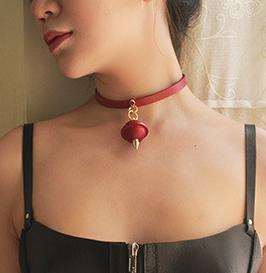 Leather BDSM Collar - Playful Gyro Design