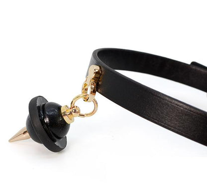 Leather BDSM Collar - Playful Gyro Design