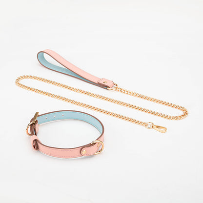 Luxurious Leather BDSM Collar with Matching Leash