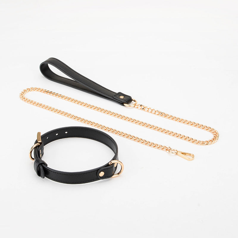 Luxurious Leather BDSM Collar with Matching Leash
