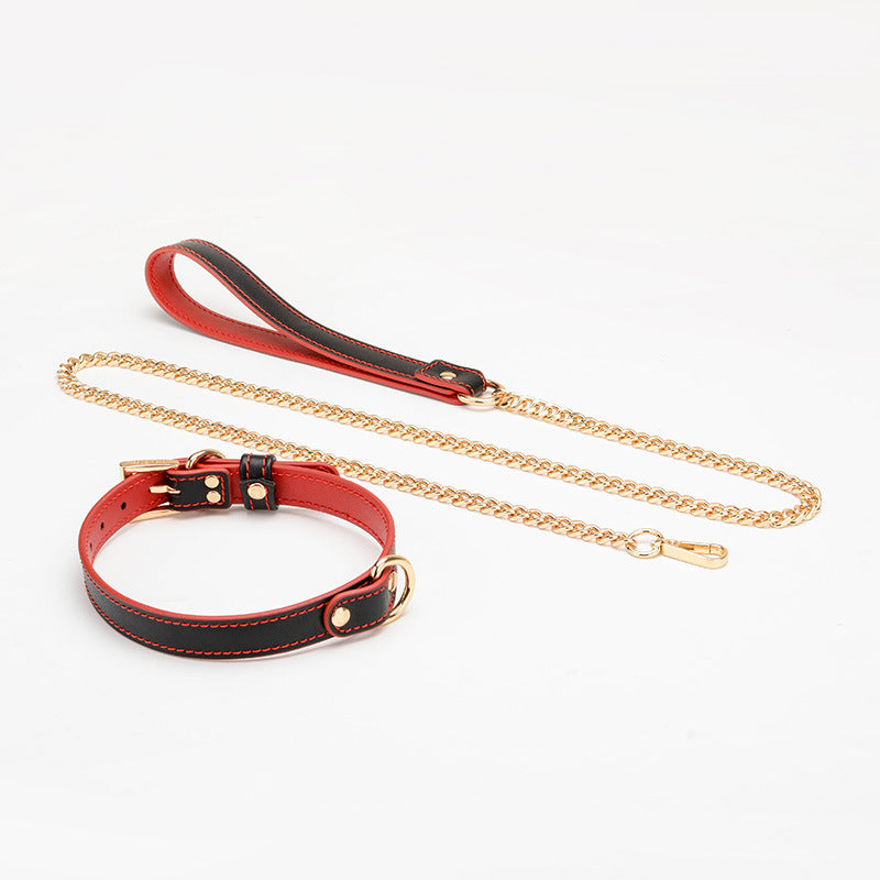 Luxurious Leather BDSM Collar with Matching Leash