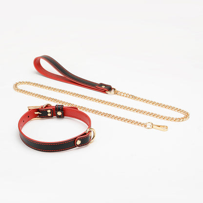 Luxurious Leather BDSM Collar with Matching Leash