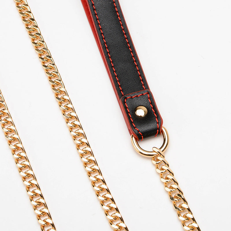 Luxurious Leather BDSM Collar with Matching Leash