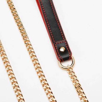 Luxurious Leather BDSM Collar with Matching Leash
