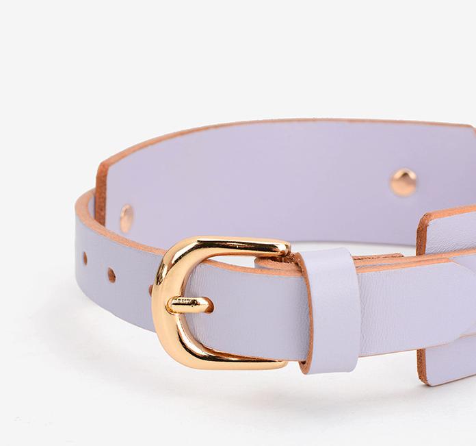Leather Collar with Bold Gold Metal Hoop and Leash Set