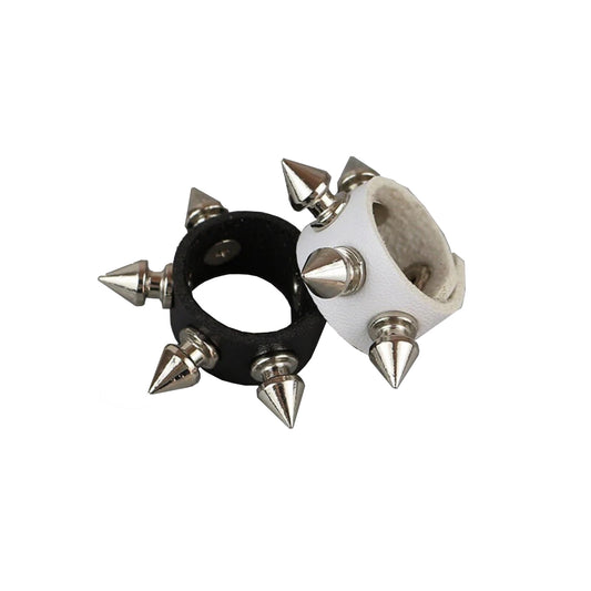 Stylish Rivet Detail Leather Ring for Gothic Fashion