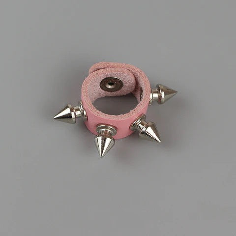 Stylish Rivet Detail Leather Ring for Gothic Fashion
