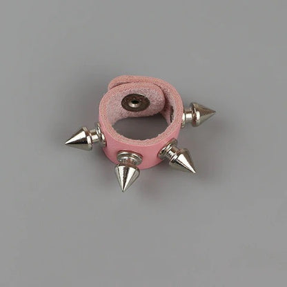 Stylish Rivet Detail Leather Ring for Gothic Fashion
