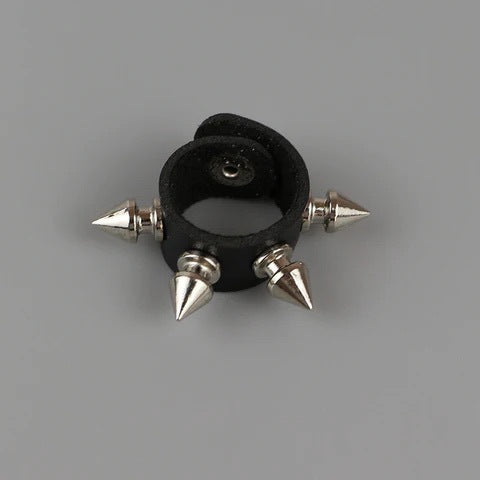 Stylish Rivet Detail Leather Ring for Gothic Fashion