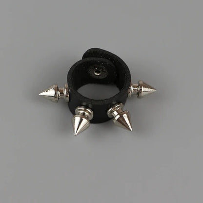 Stylish Rivet Detail Leather Ring for Gothic Fashion