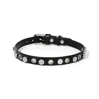 Edgy Leather Collar with Gothic Rivet Design