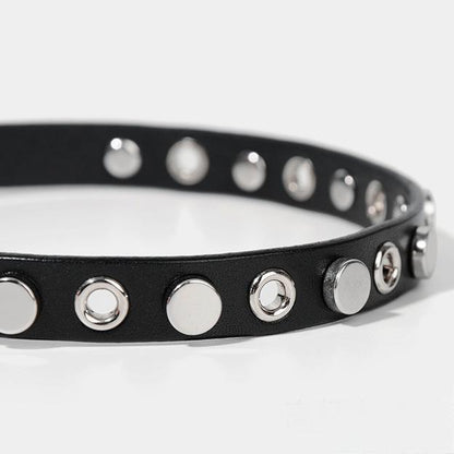 Edgy Leather Collar with Gothic Rivet Design