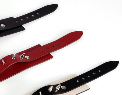 Long Rivet Leather Collar - Bold BDSM Fashion Accessory