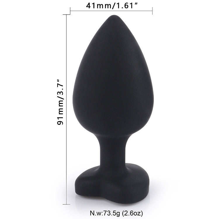 Heart Crystal Silicone Anal Plug in Black – Soft and Body-Safe