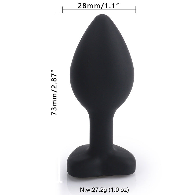 Heart Crystal Silicone Anal Plug in Black – Soft and Body-Safe