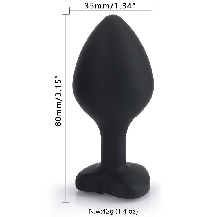 Heart Crystal Silicone Anal Plug in Black – Soft and Body-Safe