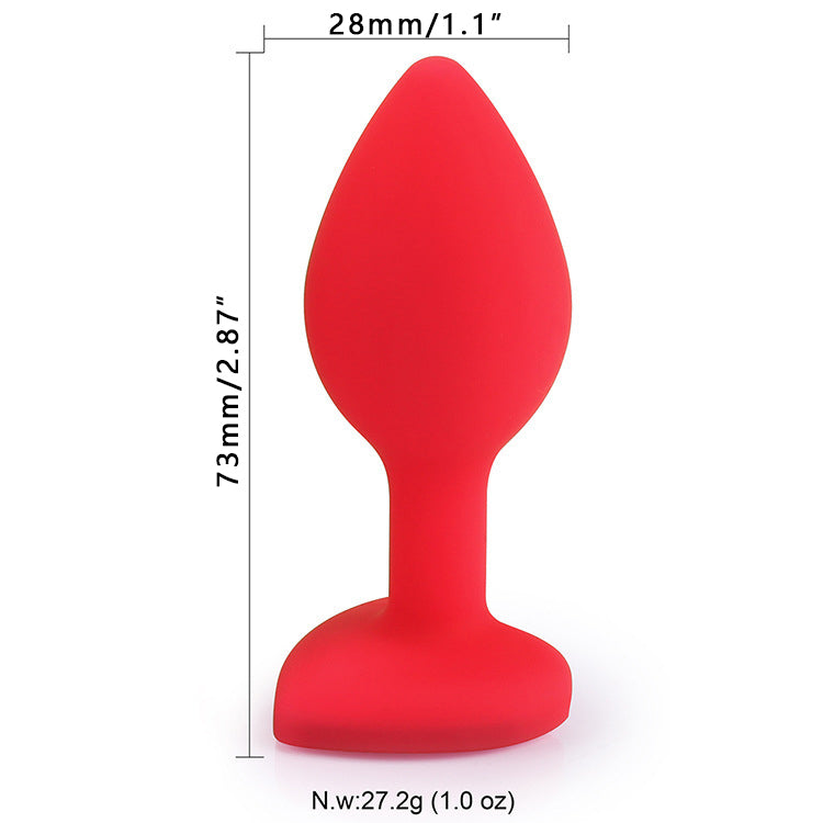 Heart Crystal Silicone Anal Plug in Red – Soft and Body-Safe