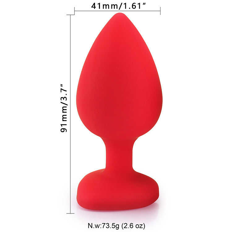Heart Crystal Silicone Anal Plug in Red – Soft and Body-Safe