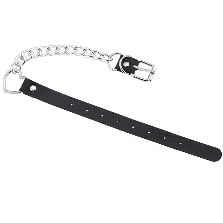 Iron Chain PU Leather Love Necklace for BDSM play
