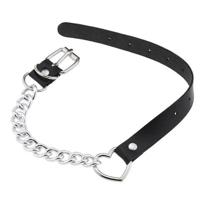 Iron Chain PU Leather Love Necklace for BDSM play