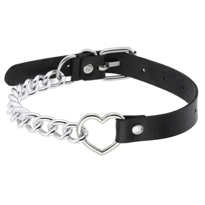 Iron Chain PU Leather Love Necklace for BDSM play