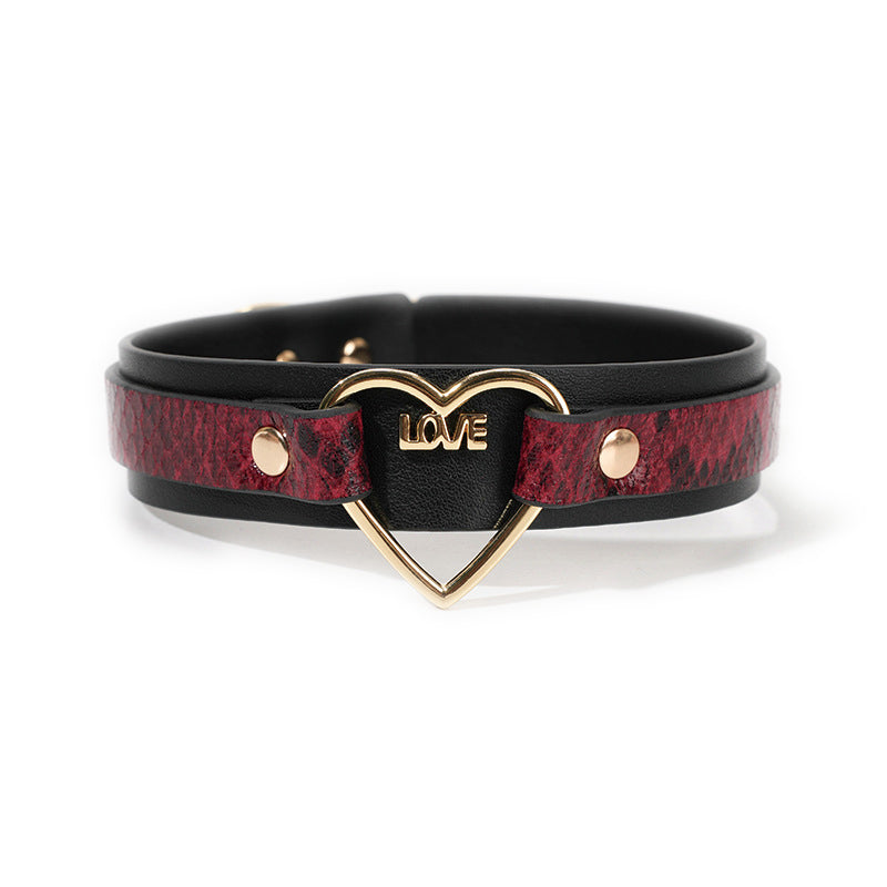 Heart Shaped Leather Collar for Kink and BDSM Play
