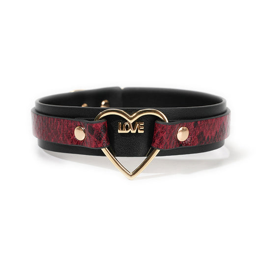 Heart Shaped Leather Collar for Kink and BDSM Play