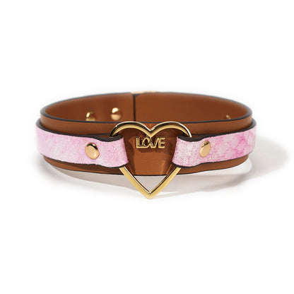 Heart Shaped Leather Collar for Kink and BDSM Play