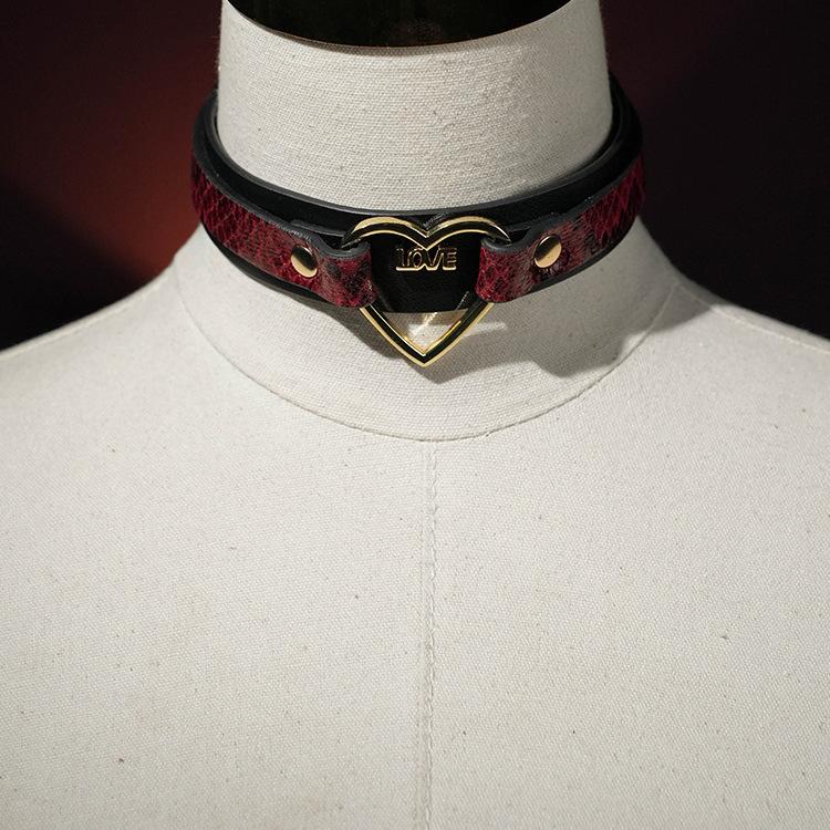 Heart Shaped Leather Collar for Kink and BDSM Play