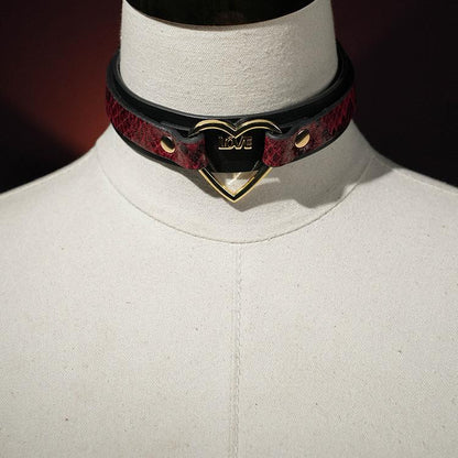 Heart Shaped Leather Collar for Kink and BDSM Play