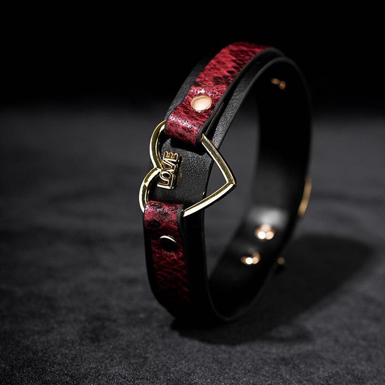 Heart Shaped Leather Collar for Kink and BDSM Play
