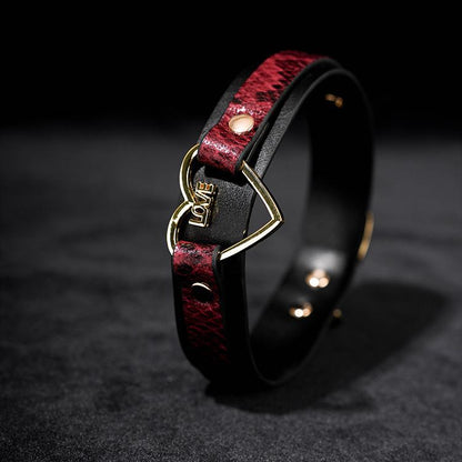 Heart Shaped Leather Collar for Kink and BDSM Play