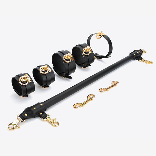 Premium Leather BDSM One-Piece Gear with Hand and Ankle Cuffs