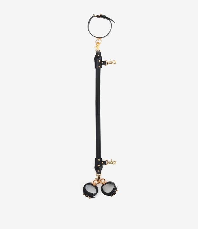 Premium Leather BDSM One-Piece Gear with Hand and Ankle Cuffs