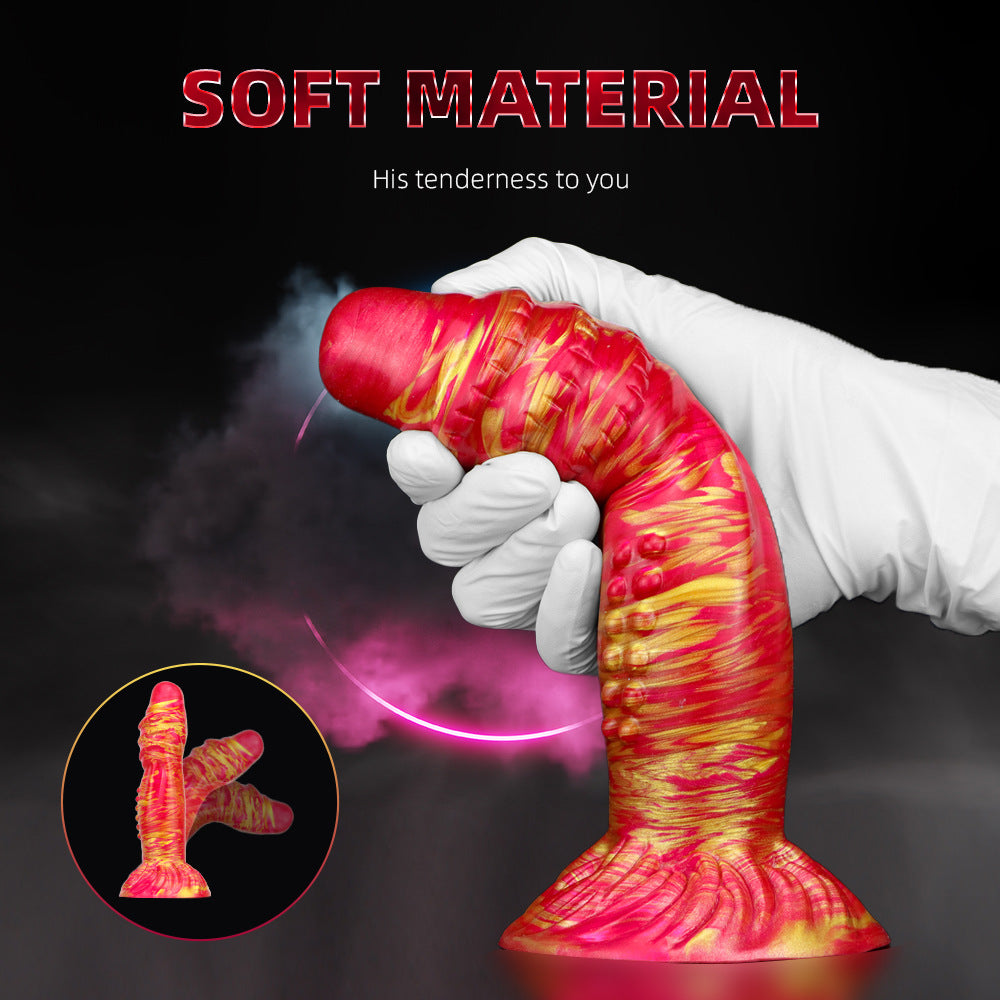 Mixed Color Liquid Silicone Dildo with Suction Cup – Realistic Texture for Ultimate Pleasure"