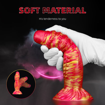 Mixed Color Liquid Silicone Dildo with Suction Cup – Realistic Texture for Ultimate Pleasure"