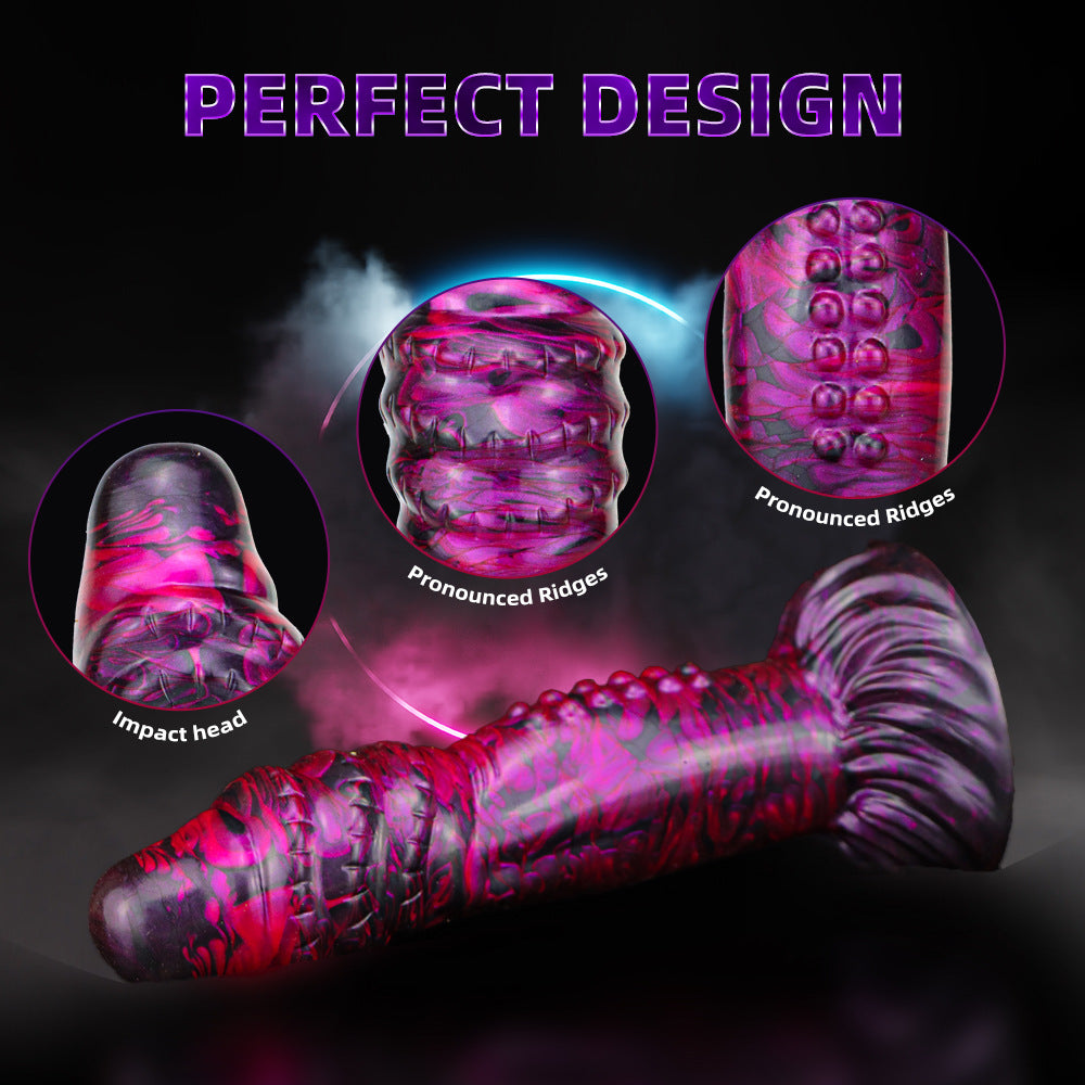 Mixed Color Liquid Silicone Dildo with Suction Cup – Realistic Texture for Ultimate Pleasure"