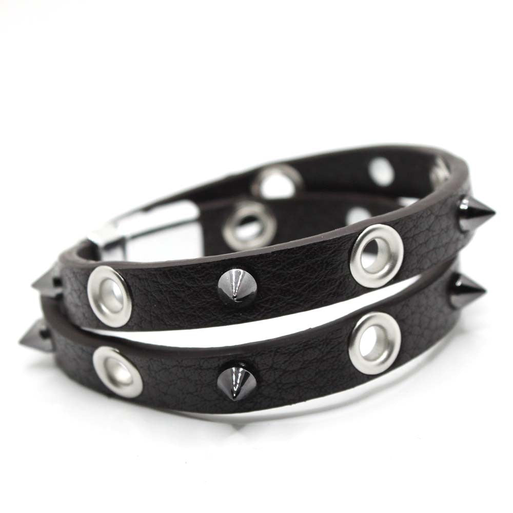 Bold rivet design PU leather bracelet – perfect for dominant fashion and fetish wear.