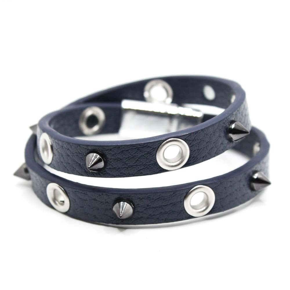 Bold rivet design PU leather bracelet – perfect for dominant fashion and fetish wear.