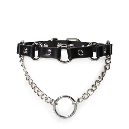 Adjustable PU leather collar and chain leash set for fetish lovers