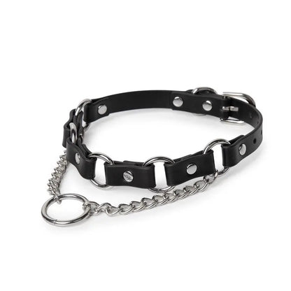 Adjustable PU leather collar and chain leash set for fetish lovers
