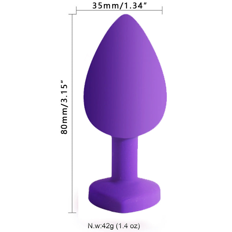 Beginner-Friendly Silicone Butt Plug with Heart-Shaped Crystal