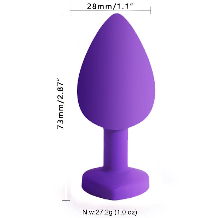 Beginner-Friendly Silicone Butt Plug with Heart-Shaped Crystal