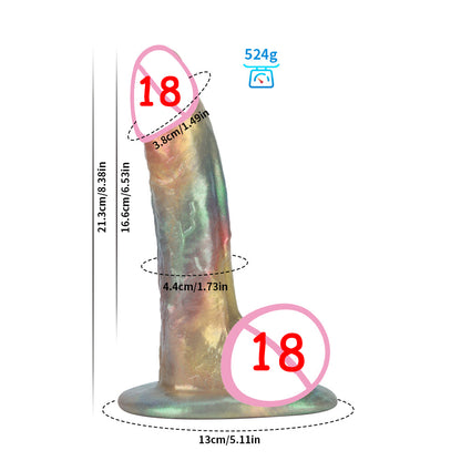 Rainbow colored thick dildo in straight style for realistic pleasure.