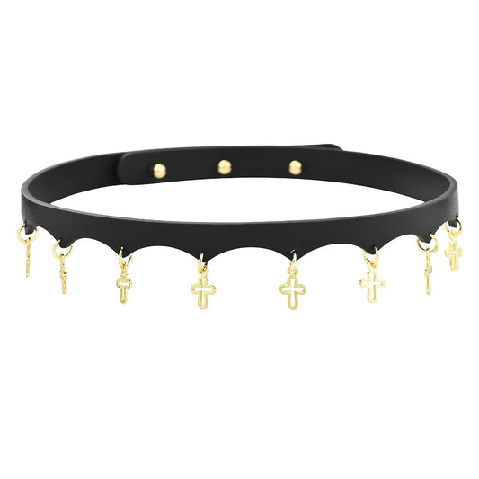 Punk Collar with Cross Pendant for Kink Lovers