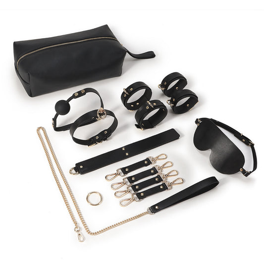 Advanced Player Leather Bondage Set (9 Pieces) - Premium Leather BDSM Kit